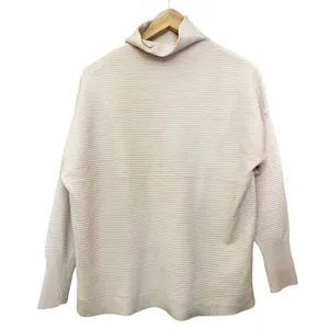 WHITE HOUSE BLACK MARKET Cream Mock Neck Ribbed Sweater Long Sleeves Large NEW thumbnail 4