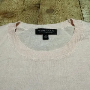 Banana Republic Wmns Soft Pink 100% Merino Wool Crewneck Sweater Sz M Classic thumbnail 5