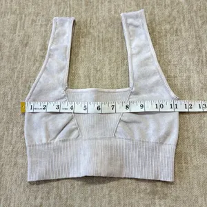 Free People Movement Good Karma Sports Bra Womens XS/S Cream/Gray Square‎ Neck thumbnail 3