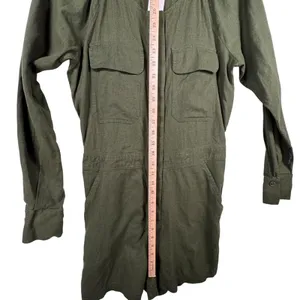 Banana Republic Linen Blend Utility Romper Long Sleeve Army Olive Green‎ Size S thumbnail 7