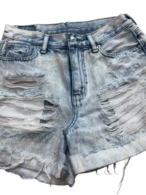 American Eagle Women’s 0 Acid Wash Distressed Denim Cutoff Shorts Super Stretch thumbnail 4