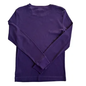 Ralph Lauren Ribbed Long Sleeve Shirt Purple‎ Shoulder Zip Faux Leather Elbow Patches thumbnail 4