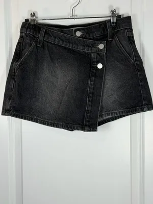 Altar'd State Black Denim Wrap Skort thumbnail 2
