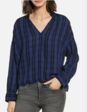 Madewell Highroad‎ Popover Shirt in Chelton Plaid Black Blue thumbnail 1