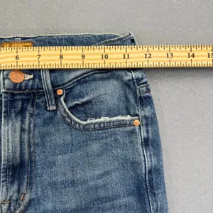 MOTHER The Hustler Ankle Fray Jeans Blue High Rise Bootcut Flare Size 23 thumbnail 7
