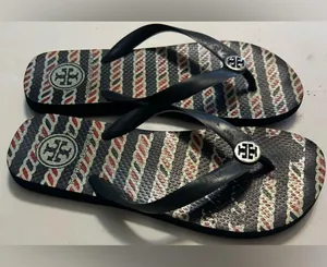 TORY BURCH Signature Red/white/blue rubber flip flops size M or 6.5-7.5 thumbnail 2