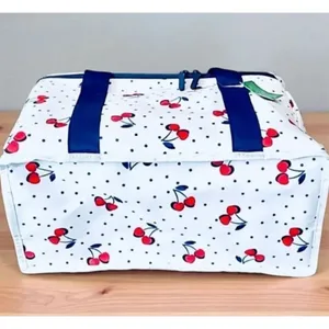 Kate Spade Cherry Dot Insulated Cooler Tote Lunch Bag White Navy Zip Top gift thumbnail 8