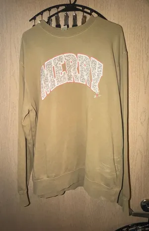 Christmas Sweatshirt Tan Size L thumbnail 1