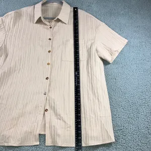 SheIn Women‎ 2 Pc Set 2XL Shorts and Button Up Shirt Relaxed Textured Vacation Resort thumbnail 3