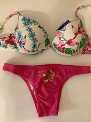 Recco Size Medium Brazilian Floral and Pink Underwire Bikini Set. New With Tags thumbnail 1