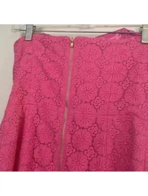 Lilly Pulitzer Pink Strapless Floral Lace Printed Overlay Dress Non Stretch thumbnail 7