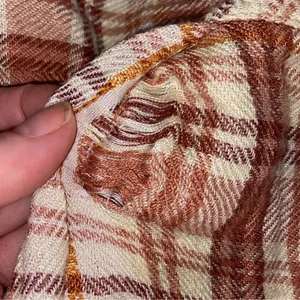 Free People Dusty Pink, Rust & Cream Soft Flannel Button Down Shirt. Relaxed Fit thumbnail 7