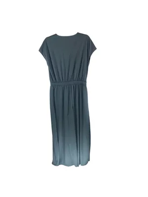 Halara V Neck Short Sleeve Pockets Wide Leg Flowy Waffle Jumpsuit Gray L Tall thumbnail 5