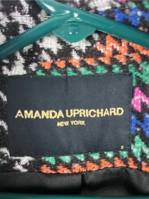 AMANDA UPRICHARD Tweed Multicolored Button Lined Patches Blazer Size Small Chic thumbnail 3