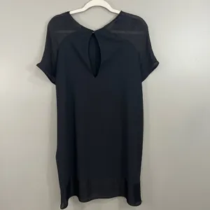 Zara Basic Size XL Black Mesh Sheer Sleeve and Hem Short Sleeve Midi Dress thumbnail 6