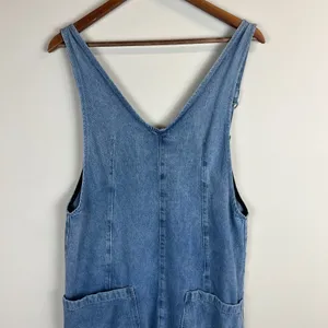 Denim Jean Baggy Overall Jumpsuit Womens Small Blue Sleeveless Adjustable Straps thumbnail 3