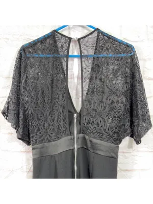XOXO Black Lace Wide Leg Jumpsuit Women’s Medium Elegant Evening Party thumbnail 8