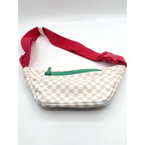 BENEFIT COSMETIC Checkered With Tan Pink Belt Bag/ Fanny Pack **‎ NWOT ** thumbnail 3