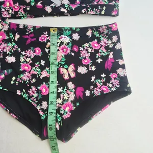 Victoria's Secret 47B Floral Butterfly High Waist Bikini Set Black‎ Pink M / S thumbnail 8