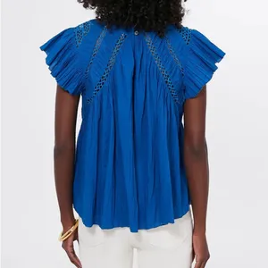 Tuckernuck Sea New York Aqua Paco Solid Flutter Sleeve Top NWT Size Small thumbnail 5