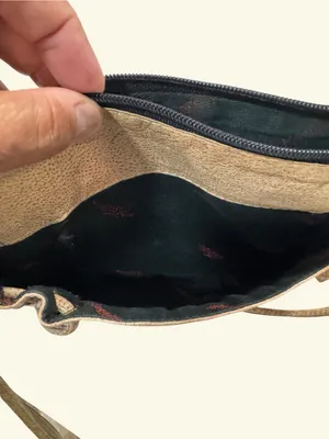 Magnifique Vintage Abstract Hand Painted Genuine Leather Flap Crossbody Bag thumbnail 11