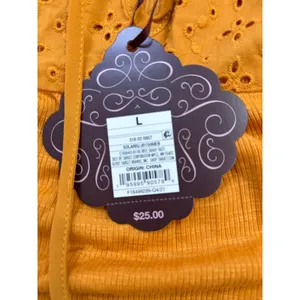 Knox Rose Women's Solaris Orange Eyelet Lace Rib Knit Tank Top, Large thumbnail 6