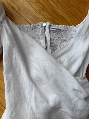 Reformation Framboise White Linen Puff Sleeve Top Size 4 thumbnail 5
