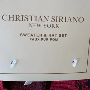 Christian‎ Siriano Red Black Plaid Crew Neck Long Sleeve Knit Sweater Beanie Set thumbnail 11