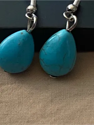 Paparazzi Set Necklace & Earrings Faux Turquoise Silver Western Southwest NWT thumbnail 3