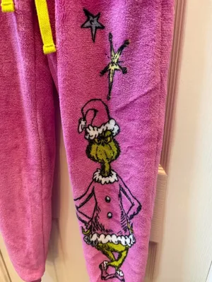 Plush Pink Grinch Joggers with Yellow Drawstring size S thumbnail 2