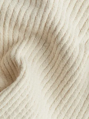 H&M Women’s Cream Ribbed Long-Sleeve Sweater thumbnail 2