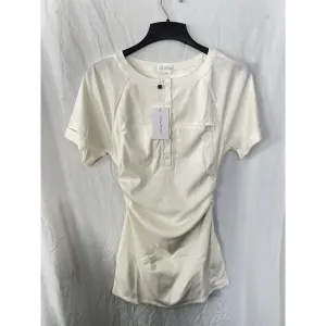 Revolve XS Lovers + Friends Flora Short Sleeve Ruched WINTER White‎ Mini Dress S thumbnail 2