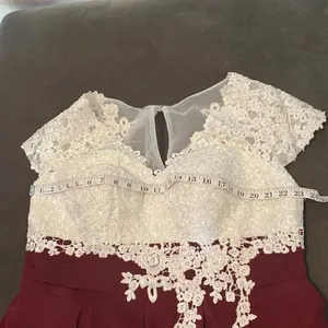 Women’s Ivory Lace Top Chiffon V-Neck with Cap Sleeves Formal Dress Size 18 thumbnail 10