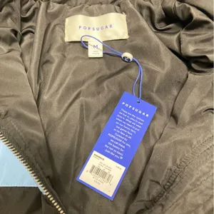 Popsugar puffer coat black block stripe Medium NWT thumbnail 11