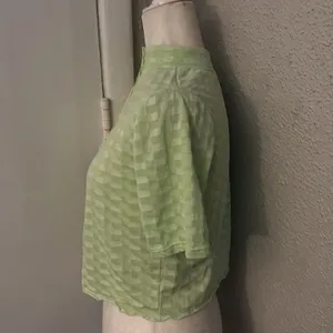Free People Green Mock Neck Textured Button Closure Back T-Shirt S Casual Boho thumbnail 4