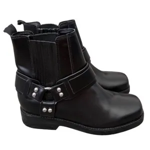 Marc Fisher LTD Black Leather Harness Biker Ankle Boots Silver Studs 6.5 NEW thumbnail 3