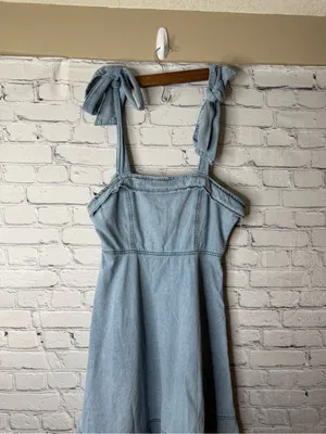 Unbranded Light Blue Denim Tie-Shoulder Dress size large thumbnail 2
