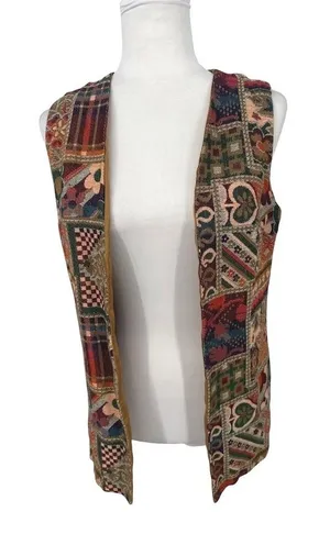 Vintage Saks Fifth Avenue Vest Womens S/M‎ Tapestry Boho Festival Retro Granny thumbnail 1