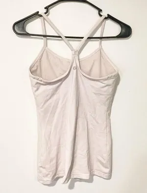 Lululemon Size 6 Power Y Tank *Luon Light Pretty Pink Slalom Stripe Athletic thumbnail 3