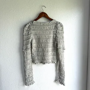 NWT Free People Womens Wild Roses Cardigan Gray Feminine Rose Button Size XS thumbnail 3