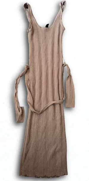 Windsor Tan Ribbed Knit Midi Dress Sleeveless Belted Scoop Neck D11538 Womens M thumbnail 1