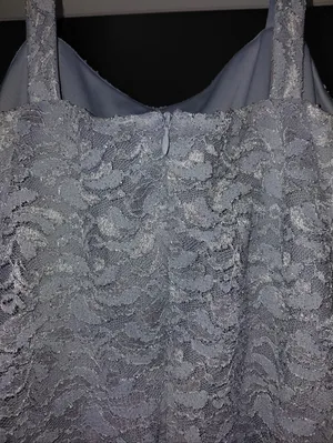 NWT Marina Silver/Grey Lace Chiffon Long Gown Size 6 | Elegant Wedding Guest thumbnail 14