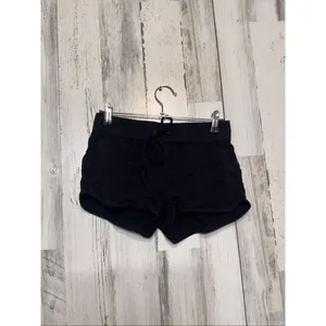 SO Black Lounge Dolphin Hem Shorts XS Drawstring Soft Rayon thumbnail 2