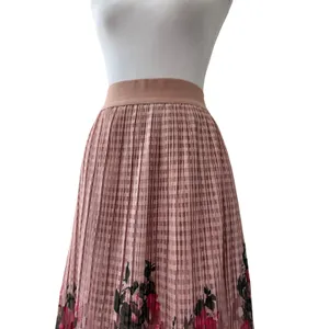 Metrowear Pink Floral Print Elastic Waist A-Line Midi Skirt thumbnail 5
