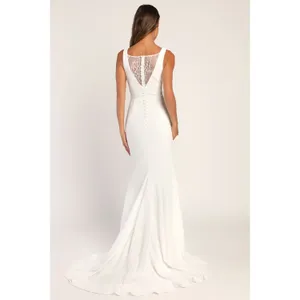 NWT Lulus Long-Lasting Love Ivory Lace V-Neck Mermaid Dress Wedding Bride Size L thumbnail 3