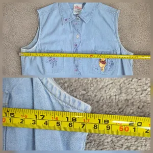 Vtg 90s Disney Store Winnie the Pooh Embroidered Chambray Shirt Button Up Sz M thumbnail 10