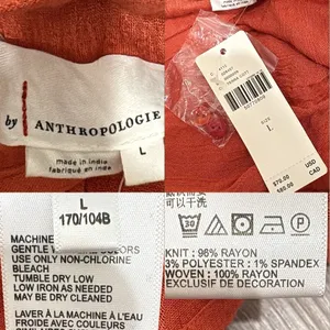 Anthropologie Nia Burnt Orange Ladder‎ Stitch Boho Button Down Tunic Top L NEW thumbnail 9