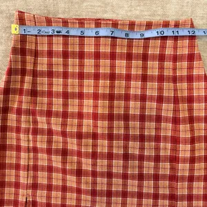 Brandy‎ Melville Mini Skirt Plaid Red Orange Casual Party Size XS-S Stretch thumbnail 3