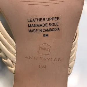 Ann Taylor Women’s Leather Cream Woven Braided Square Toe Chunky Block Heels thumbnail 7