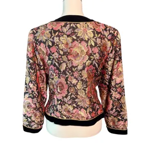 Vintage 80s Scott McClintock Floral Brocade Velvet Evening Jacket Gold Approx M thumbnail 4